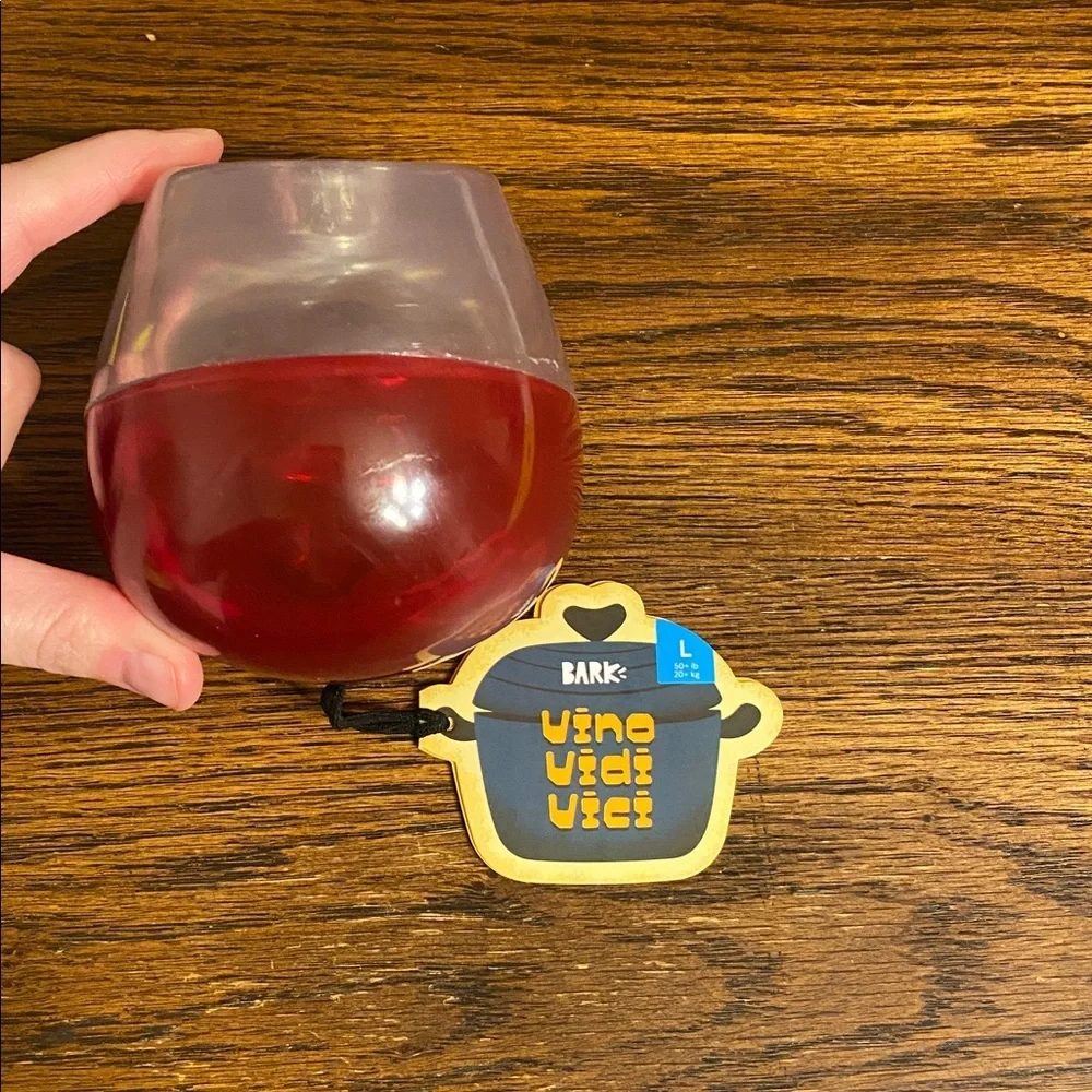 Bark Vino Vidi Vici Dog Toy Red & Clear Large